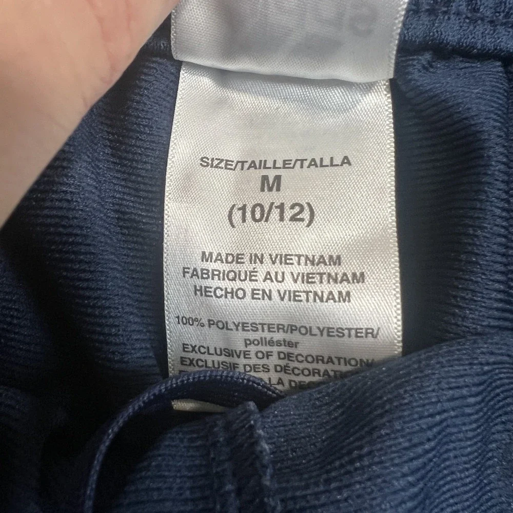 Adidas Kids Track Pants Size M 10/12 Navy Blue 3-Stripe Athletic Joggers